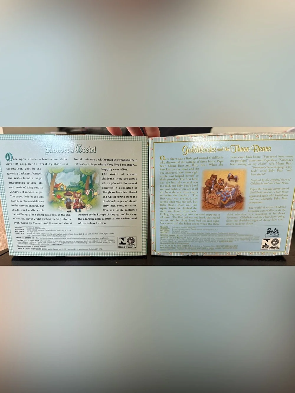 Barbie collector 2nd & 3rd storybook. Hansel & Gretel Goldilocks & 3 bears 2000